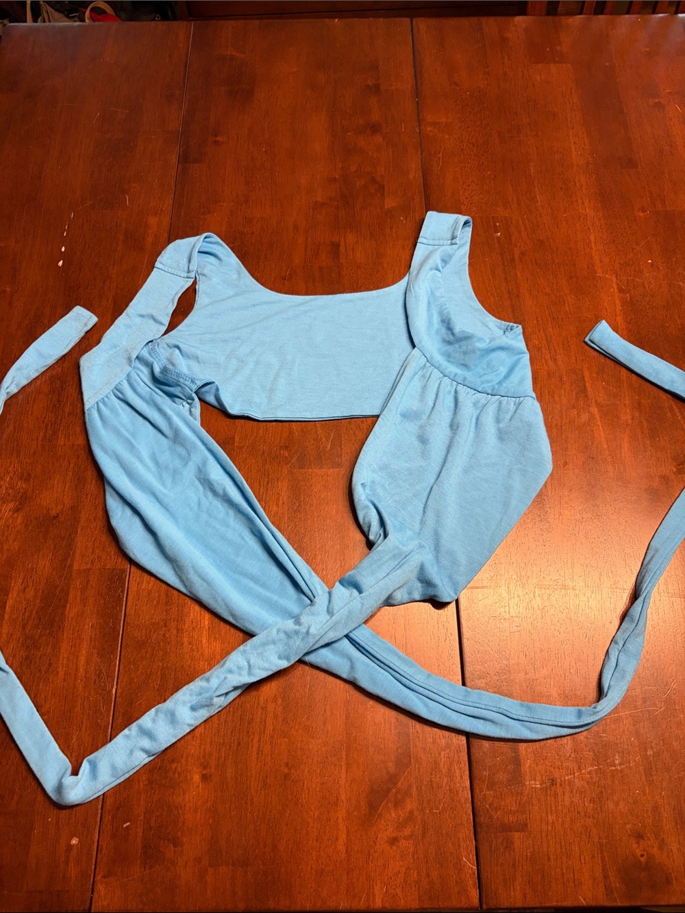 Cider Light Blue Wrap Bandeau Crop Top